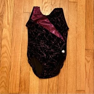 Snowflake Designs Leotard Black Velour Pink Foil Child Large